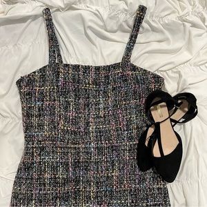 Black and Pastel Tweed Mini Dress